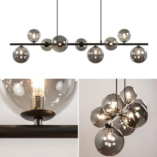 Hanglamp Calcio 9l zwart + smoke glas>Straluma Outlet