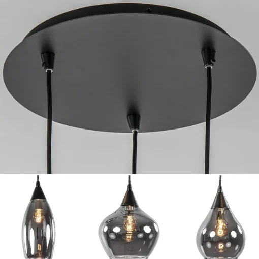 Hanglamp Cambio 3L rond zwart smoke glas>Straluma Sale