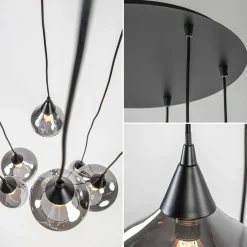 Hanglamp Cambio 6L zwart + smoke glas mix></noscript>Straluma