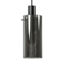 Hanglamp cilinder zwart met smoke glas>Straluma Online