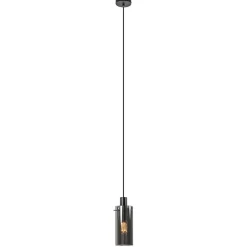 Hanglamp cilinder zwart met smoke glas>Straluma Online
