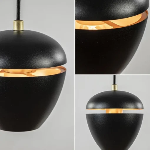 Hanglamp Claire 1L zwart/matgoud>Straluma