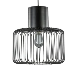 Hanglamp draad cilinder zwart met klos>Straluma