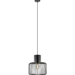 Hanglamp draad cilinder zwart met klos>Straluma