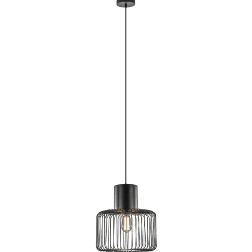 Hanglamp draad cilinder zwart met klos>Straluma