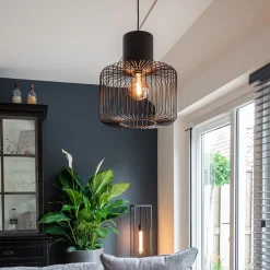 Hanglamp draad cilinder zwart met klos></noscript>Straluma