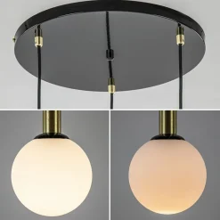 Hanglamp Globe 3L rond zwart/goud/wit></noscript>Straluma Hot