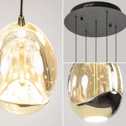 Hanglamp Golden Egg 5L rond zwart/goud><noscript><img width=