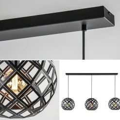 Hanglamp 3L balk bol zwart industrieel><noscript><img width=