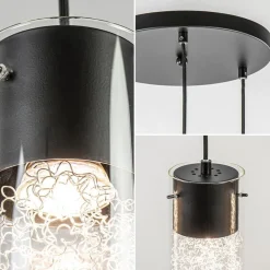 Hanglamp 3L rond zwart met cilinder glas></noscript>Straluma Discount