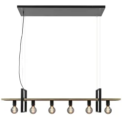 Hanglamp 6L zwart met houten planken>Straluma Hot