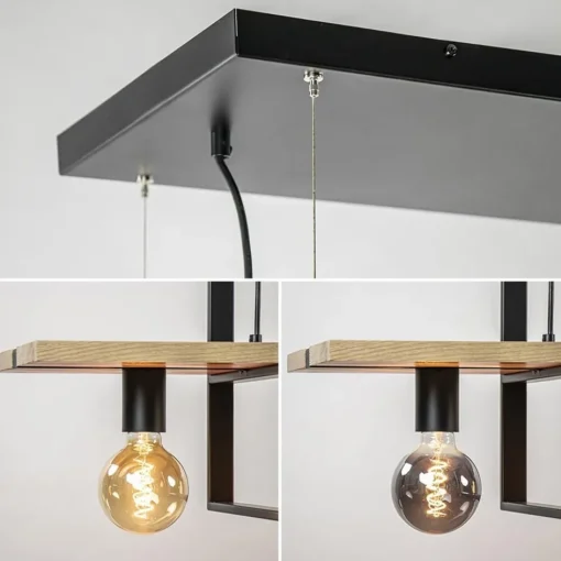 Hanglamp 6L zwart met houten planken>Straluma Hot