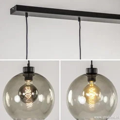 Hanglamp 4-lichts balk zwart + smoke glas 25cm></noscript>Straluma Sale