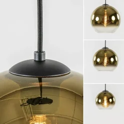 Hanglamp 3-lichts rond zwart met goud gradient glas></noscript>Straluma