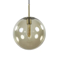 Hanglamp Medina satin gold/amber glas 30cm>Straluma Hot