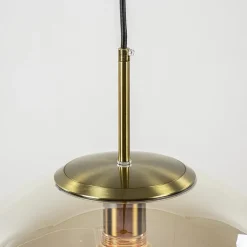 Hanglamp Medina satin gold/amber glas 40cm></noscript>Straluma Sale