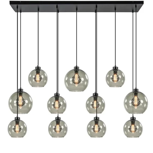 Hanglamp multipendel 11-L zwart smoke glas 20+25cm>Straluma New
