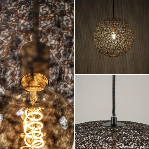 Hanglamp Oronero bol zwart/goud 60cm>Straluma Sale
