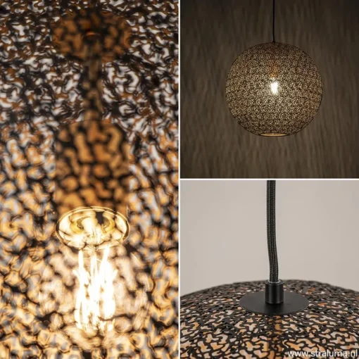 Hanglamp Oronero bol zwart/goud 40cm>Straluma Online