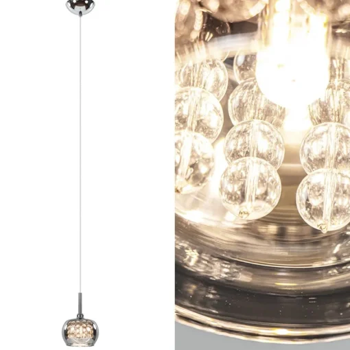 Hanglamp Pearl klein chroom + smoke glas>Straluma Online