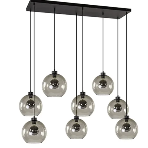 Hanglamp plaat 8-L zwart glas smoke 25cm>Straluma Best