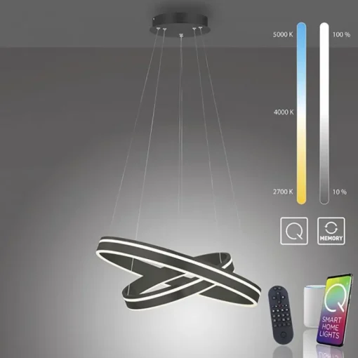 Hanglamp Q-Vito dubbel zwart + remote cct>Straluma Best