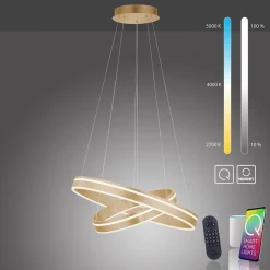 Hanglamp Q-Vito dubbele ring gold smart>Straluma New