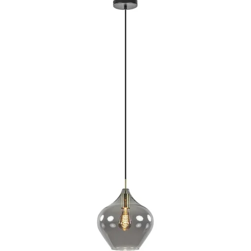 Hanglamp Rakel 27cm antiek brass+smoke glas>Straluma Online