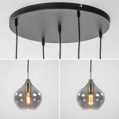 Hanglamp Rakel 5L rond antiek brass + smoke glas></noscript>Straluma Discount