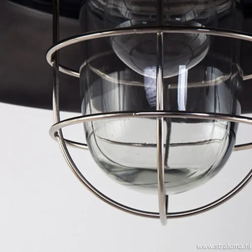 Hanglamp Tuk industrieel 41cm zwart/staal>Straluma Online