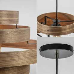 Hanglamp Walnut 6-ringen hout/zwart><noscript><img width=