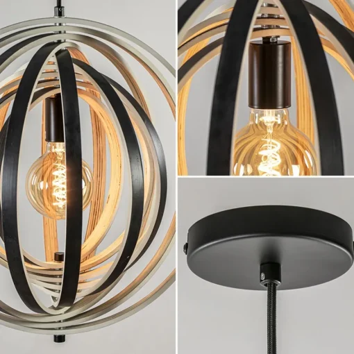 Hanglamp Woody 44 zwart/naturel hout>Straluma Sale