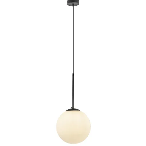Hanglamp zwart met opaal wit glas 30 cm>Straluma Online
