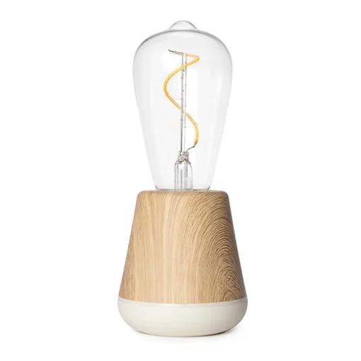 Houten tafellamp met helder glas oplaadbaar/dimbaar>Straluma Discount