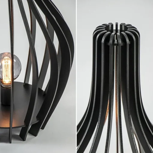 Houten tafel/vloerlamp mat zwart>Straluma Clearance