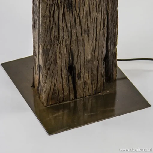 Houten vloerlamp met brons excl. kap>Straluma Outlet