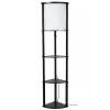 Houten vloerlamp zwart met beige kap>Straluma Best