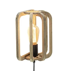 Houten wandlamp met zwarte fitting en snoer>Straluma Best