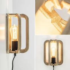 Houten wandlamp met zwarte fitting en snoer></noscript>Straluma Best