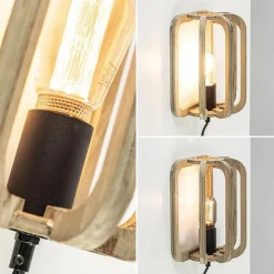 Houten wandlamp met zwarte fitting en snoer></noscript>Straluma Best