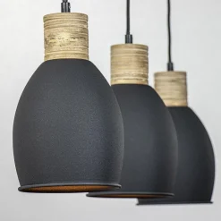 Industrieel landelijke hanglamp 3-lichts zwart met hout><noscript><img width=