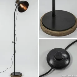 Industrieel landelijke vloerlamp Jody zink met hout>Straluma Best