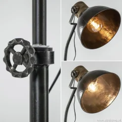 Industrieel landelijke vloerlamp Jody zink met hout><noscript><img width=