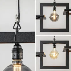 Industriële hanglamp mat zwart metalen frame><noscript><img width=