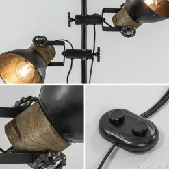 Industriële vloerlamp Jody metaal met hout></noscript>Straluma Best