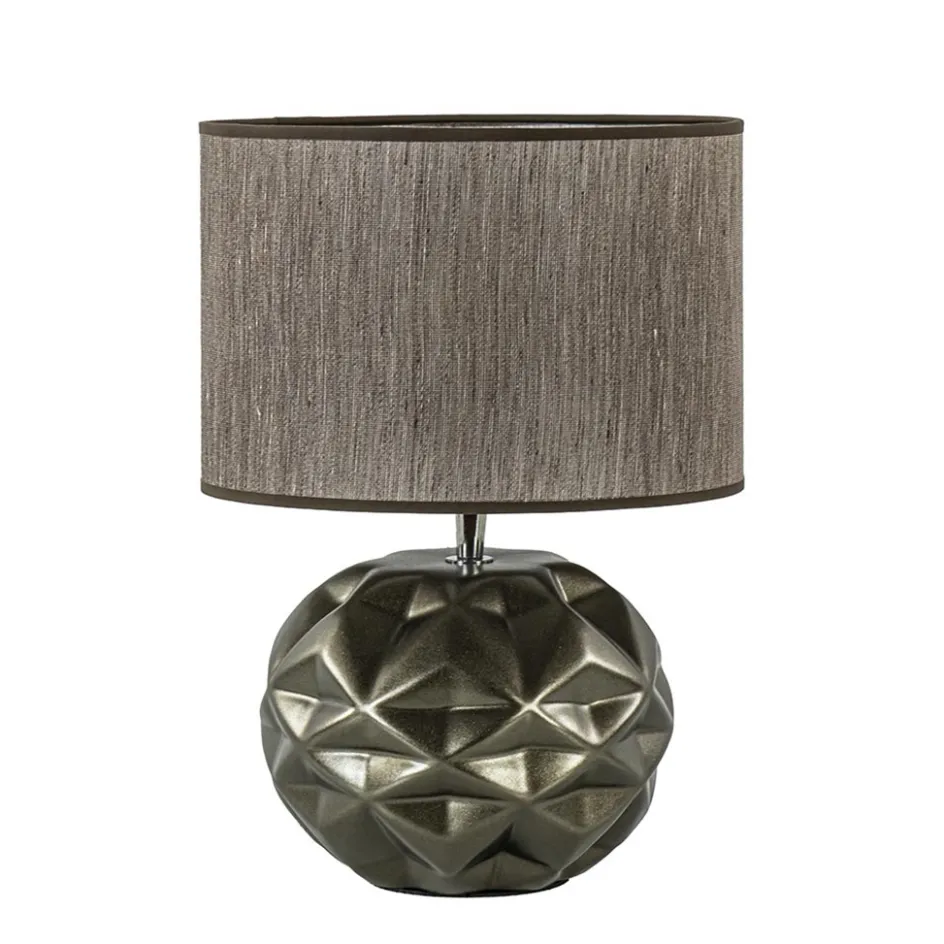 Keramieken tafellamp bruin met bruine kap>Straluma