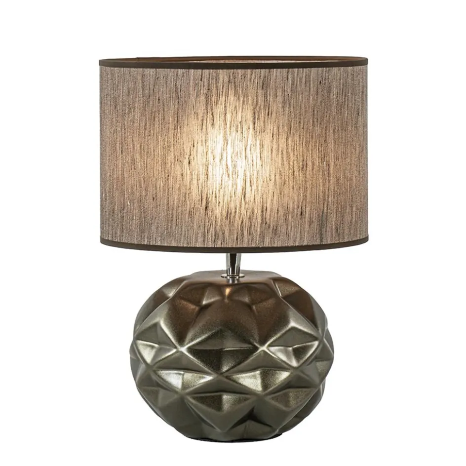 Keramieken tafellamp bruin met bruine kap>Straluma