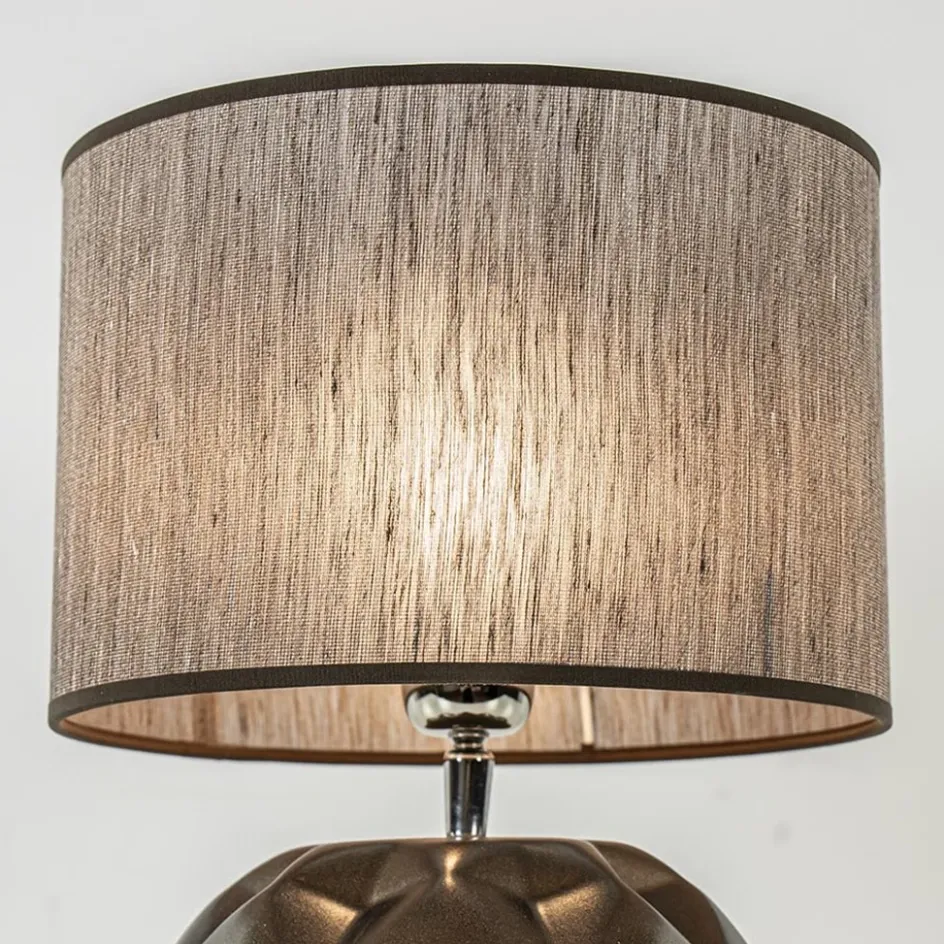 Keramieken tafellamp bruin met bruine kap>Straluma