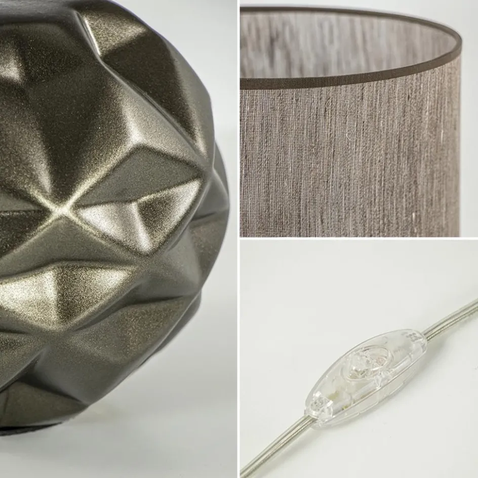 Keramieken tafellamp bruin met bruine kap>Straluma