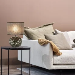 Keramieken tafellamp bruin met bruine kap><noscript><img width=